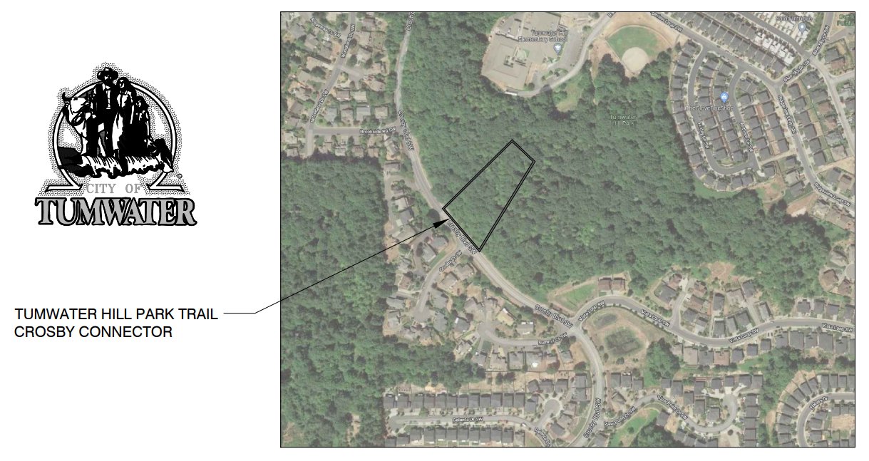 Location of the new trail now connecting Tumwater Hill Park and Crosby Boulevard.